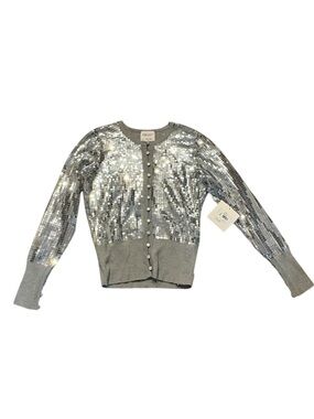 Bryan Bradley vintage y2k sequined wool cardigan sweater silver nwt wow